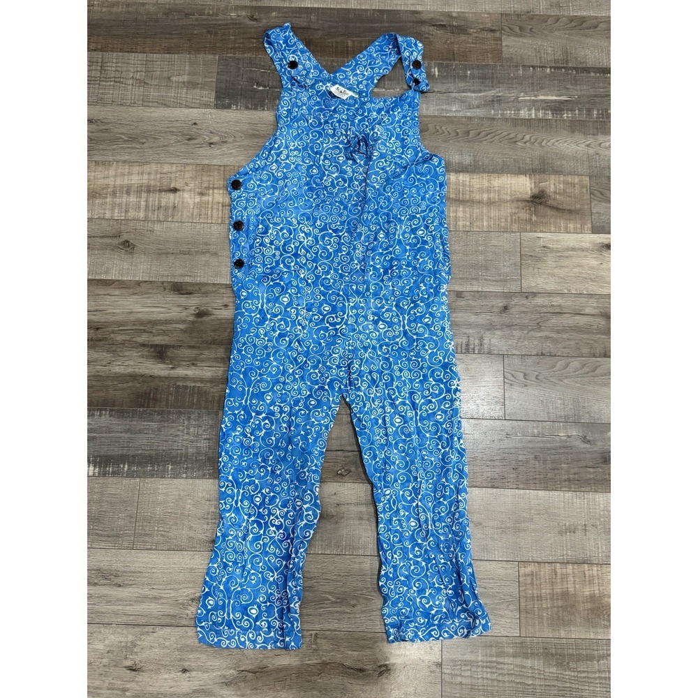 Womens Go Fish Clothing Hippie Overall Jumpsuit XS Blue And White